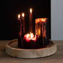 Load image into Gallery viewer, 7.5cm Vampire Tears Dripping Black & Red Wax Pillar Candle - Unscented