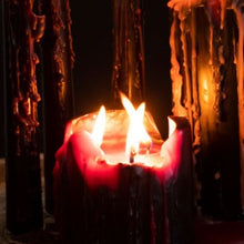 Load image into Gallery viewer, 7.5cm Vampire Tears Dripping Black & Red Wax Pillar Candle - Unscented