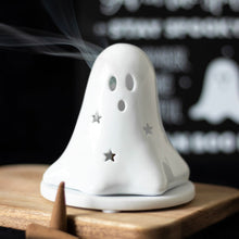 Load image into Gallery viewer, Ceramic Ghost Tealight and Incense Cone Holder