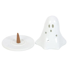 Load image into Gallery viewer, Ceramic Ghost Tealight and Incense Cone Holder