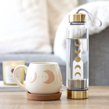 Load image into Gallery viewer, Quartz Moon Phase Witchy Glass Water Bottle