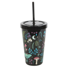 Load image into Gallery viewer, Gothic Witchy Dark Forest Print Plastic Tumbler with Straw