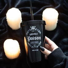 Load image into Gallery viewer, Deadly Poison Plastic Black Tumbler with Straw Gothic Homeware