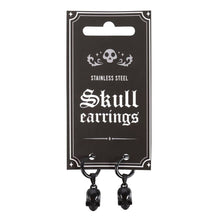 Load image into Gallery viewer, Black Gothic Stainless Steel Skull Earrings