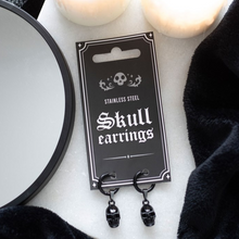 Load image into Gallery viewer, Black Gothic Stainless Steel Skull Earrings