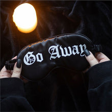 Load image into Gallery viewer, Gothic 'Go Away' Black Satin Sleep Mask