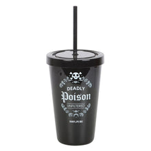 Load image into Gallery viewer, Deadly Poison Plastic Black Tumbler with Straw Gothic Homeware