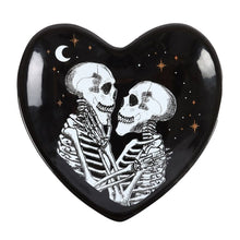 Load image into Gallery viewer, Goth Decor Skeleton Couple Black Heart Trinket Dish