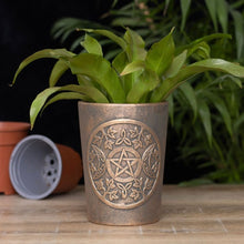 Load image into Gallery viewer, Gothic Triple Moon Bronze Terracotta Plant Pot by Lisa Parker