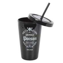 Load image into Gallery viewer, Deadly Poison Plastic Black Tumbler with Straw Gothic Homeware