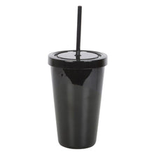 Load image into Gallery viewer, Goth Juice Plastic Black Tumbler with Straw