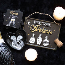Load image into Gallery viewer, Goth Decor Skeleton Couple Black Heart Trinket Dish