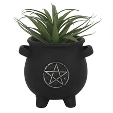 Load image into Gallery viewer, Pentagram Cauldron Plant Pot Goth Homeware