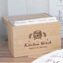 Load image into Gallery viewer, Kitchen Witch Wooden Recipe Box