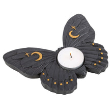 Load image into Gallery viewer, Black Moth Tealight Candle Holder Goth Homeware