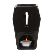 Load image into Gallery viewer, Black Coffin Oil Burner Gothic Homeware