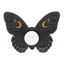 Load image into Gallery viewer, Black Moth Tealight Candle Holder Goth Homeware