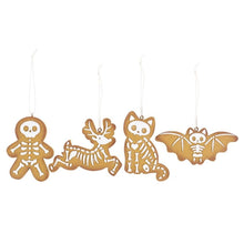 Load image into Gallery viewer, Set of 4 Creepy Skeleton Cookie Ornaments