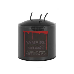 7.5cm Vampire Tears Dripping Black & Red Wax Pillar Candle - Unscented