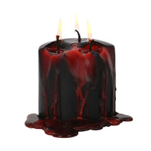 Load image into Gallery viewer, 7.5cm Vampire Tears Dripping Black &amp; Red Wax Pillar Candle - Unscented
