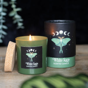 Witchy Goth Luna Moth White Sage Candle