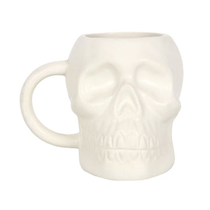 Matte White Skull Mug Goth Home Decor