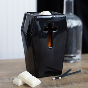 Black Coffin Oil Burner Gothic Homeware