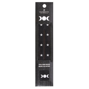 Triple Moon Wooden Incense Ash Catcher Witchy Goth Decor