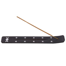 Load image into Gallery viewer, Triple Moon Wooden Incense Ash Catcher Witchy Goth Decor
