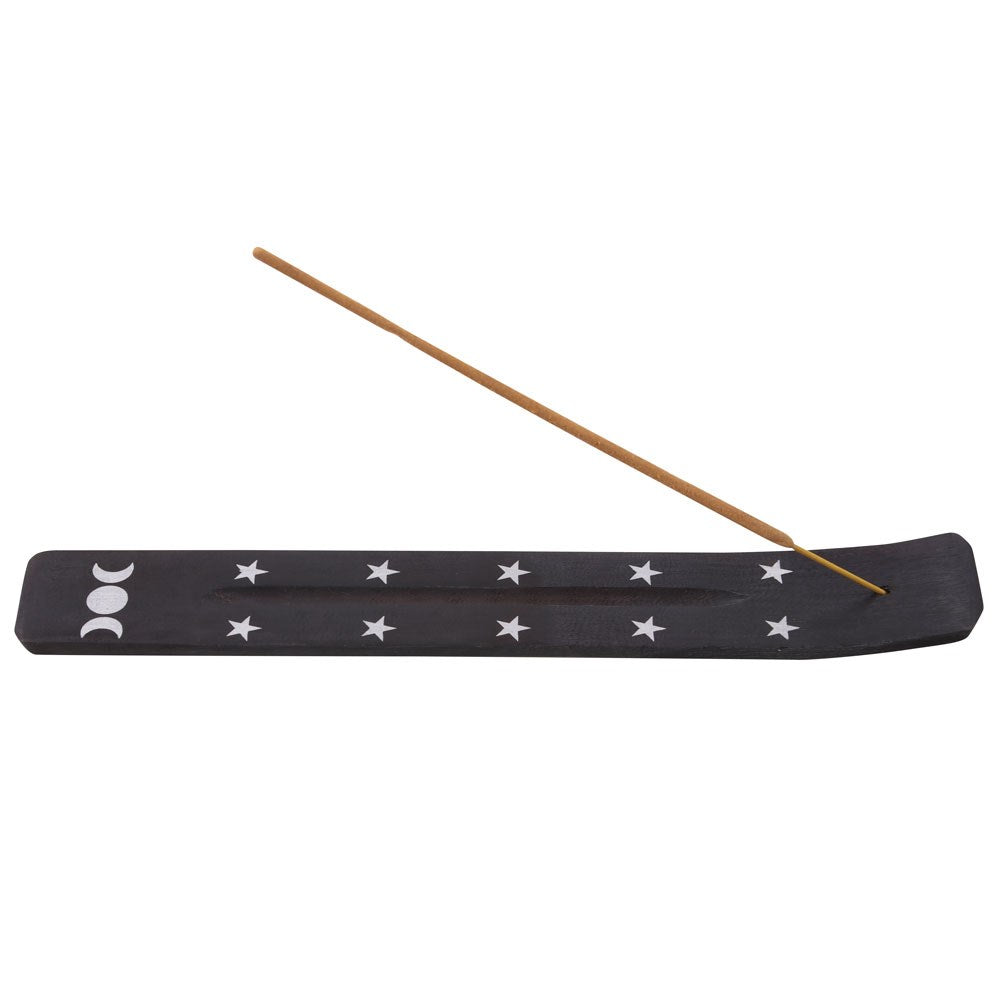 Triple Moon Wooden Incense Ash Catcher Witchy Goth Decor