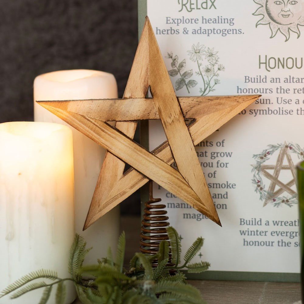 Wooden Pentagram Tree Topper