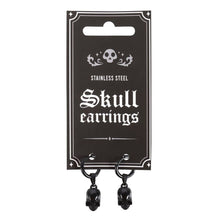 Load image into Gallery viewer, Black Gothic Stainless Steel Skull Earrings
