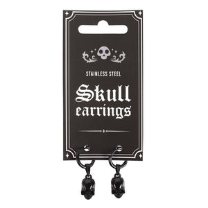 Black Gothic Stainless Steel Skull Earrings