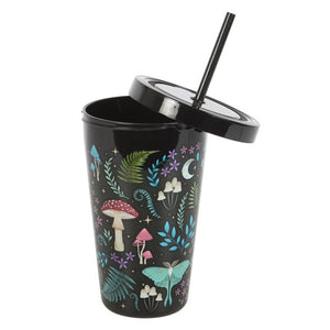 Gothic Witchy Dark Forest Print Plastic Tumbler with Straw