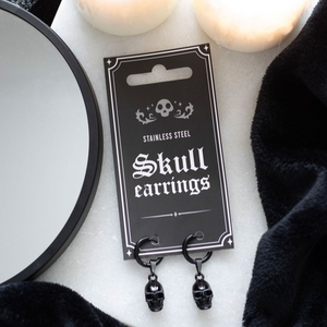 Black Gothic Stainless Steel Skull Earrings