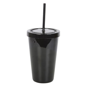 Deadly Poison Plastic Black Tumbler with Straw Gothic Homeware