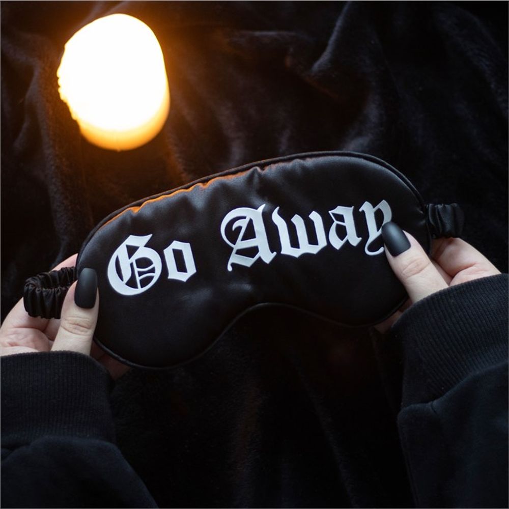 Gothic 'Go Away' Black Satin Sleep Mask