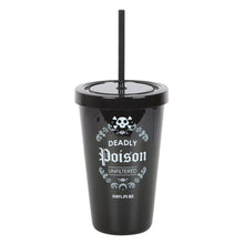 Load image into Gallery viewer, Deadly Poison Plastic Black Tumbler with Straw Gothic Homeware
