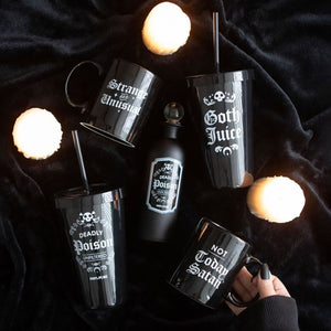 Deadly Poison Plastic Black Tumbler with Straw Gothic Homeware