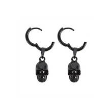 Load image into Gallery viewer, Black Gothic Stainless Steel Skull Earrings
