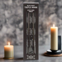 Load image into Gallery viewer, Set of 3 Black Magic Triple Moon Taper Candles
