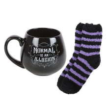 Load image into Gallery viewer, Normal is an Illusion Gothic Mug and Socks Set
