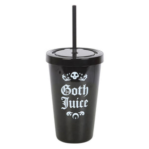 Goth Juice Plastic Black Tumbler with Straw