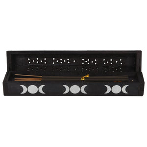 Triple Moon Wooden Sage Incense Box Set Goth Homeware