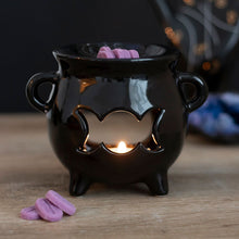 Load image into Gallery viewer, Triple Moon Cauldron Oil Burner Goth Homeware
