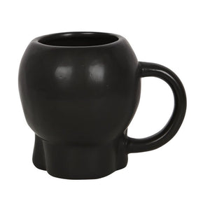 Matte Black Skull Mug Goth Home Decor