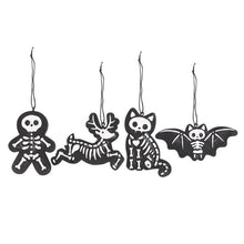 Load image into Gallery viewer, Set of 4 Black Creepy Skeleton Cookie Ornaments
