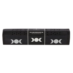 Triple Moon Wooden Sage Incense Box Set Goth Homeware