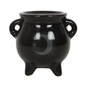 Mystical Moon Cauldron Ceramic Incense Holder Goth Homeware