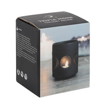 Load image into Gallery viewer, Small Black Triple Moon Cut Out Tealight Holder Goth Homeware
